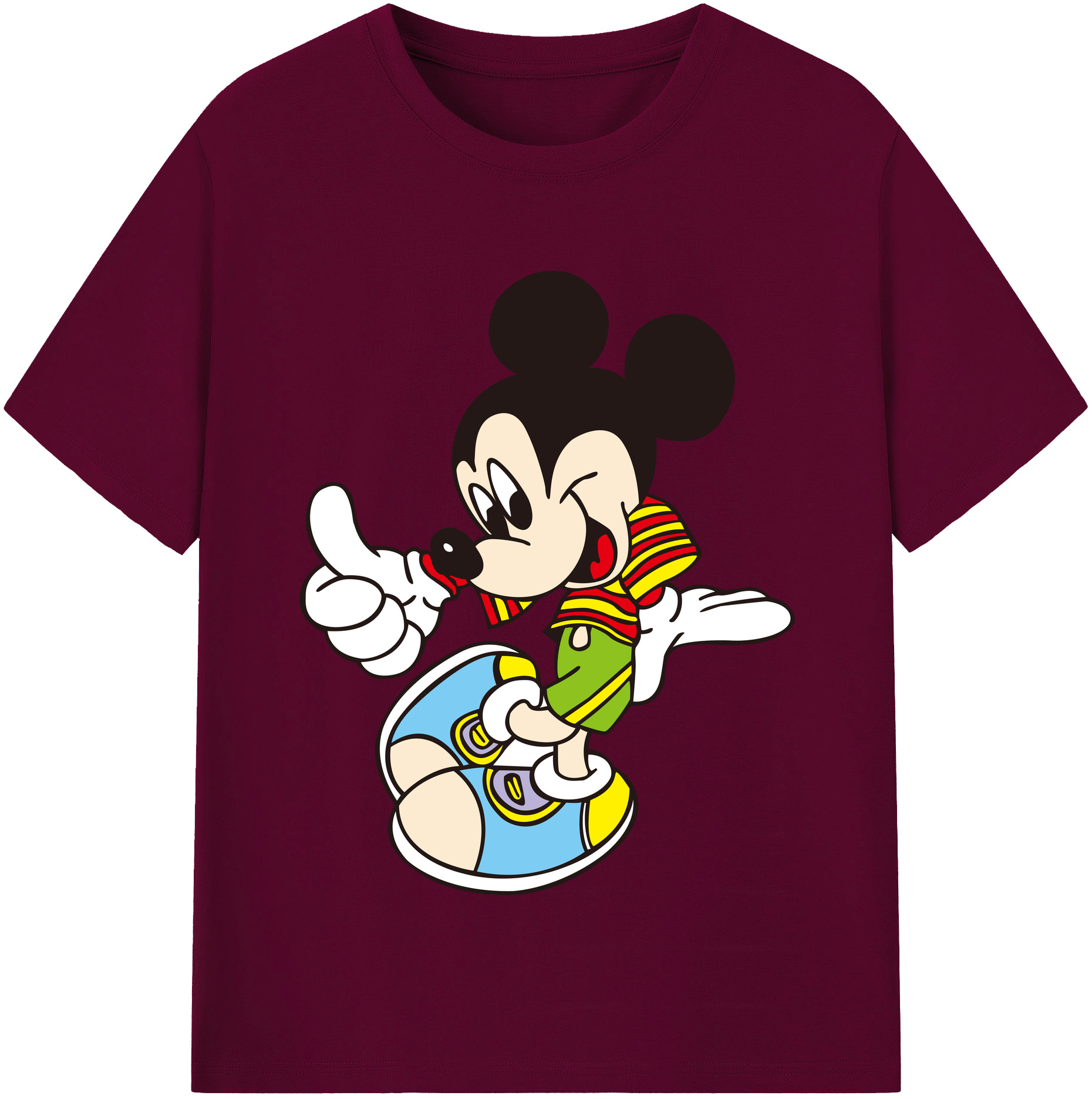 （画像用） ミッキーマウス Mickey Mouse レディースカジュアルプリントTシャツ（綿100％）